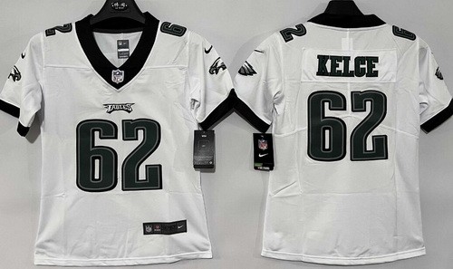 Women's Philadelphia Eagles #62 Jason Kelce Limited White Vapor Jersey