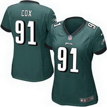 Women's Philadelphia Eagles #91 Fletcher Cox Green Jersey