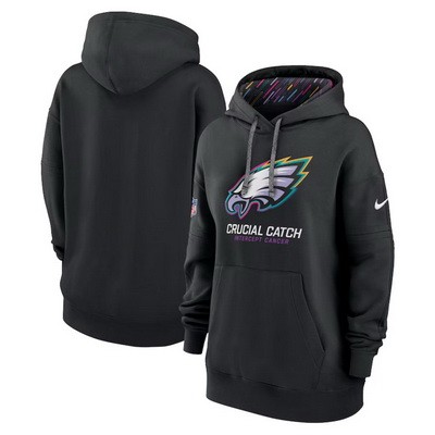 Women's Philadelphia Eagles Black 2024 Crucial Catch Club Pullover Hoodie