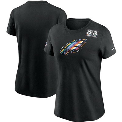 Women's Philadelphia Eagles Black Crucial Catch Sideline Performance T Shirt