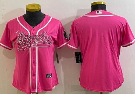 Women's Philadelphia Eagles Blank Pink Baseball Jersey