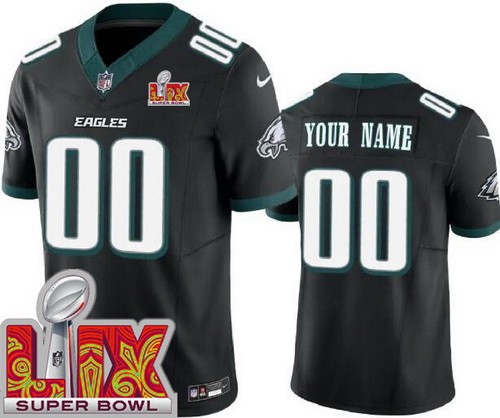 Women's Philadelphia Eagles Customized Limited Black Super Bowl LIX FUSE Vapor Jersey