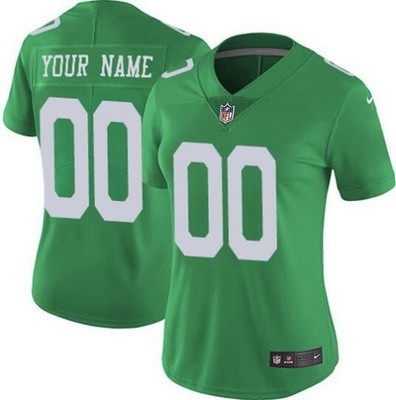 Women's Philadelphia Eagles Customized Limited Green Rush Color Jersey