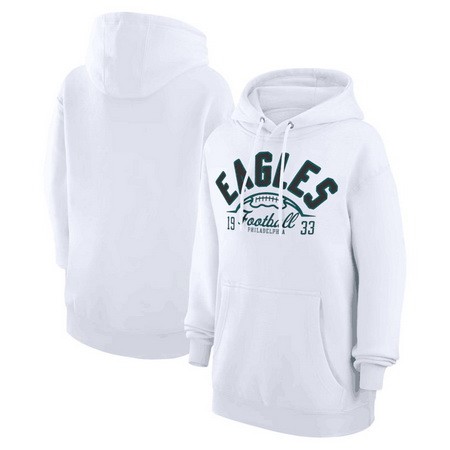 Women's Philadelphia Eagles Starter White Half Ball Team Pullover Hoodie