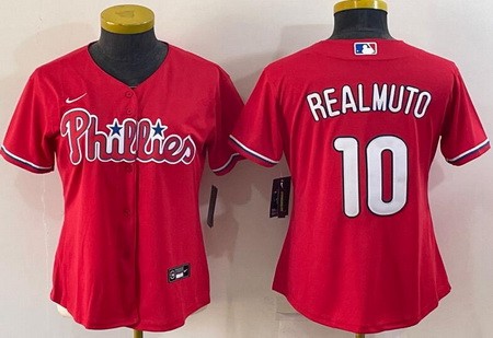 Women's Philadelphia Phillies #10 JT Realmuto Red Cool Base Jersey