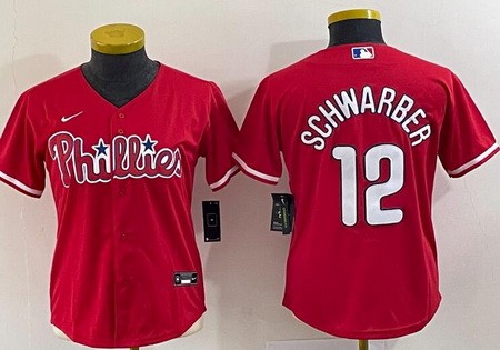 Women's Philadelphia Phillies #12 Kyle Schwarber Red Cool Base Jersey