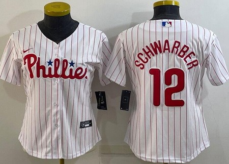 Women's Philadelphia Phillies #12 Kyle Schwarber White Cool Base Jersey