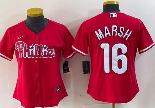 Women's Philadelphia Phillies #16 Brandon Marsh Red Cool Base Jersey