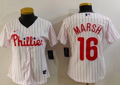 Women's Philadelphia Phillies #16 Brandon Marsh White Cool Base Jersey