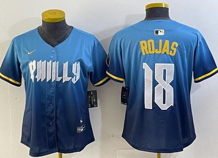 Women's Philadelphia Phillies #18 Johan Rojas Blue 2024 City Cool Base Jersey