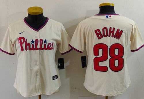 Women's Philadelphia Phillies #28 Alec Bohm Cream Cool Base Jersey
