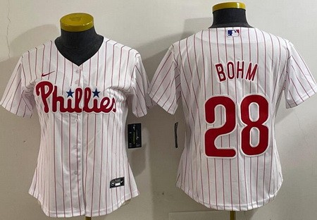 Women's Philadelphia Phillies #28 Alec Bohm White Cool Base Jersey