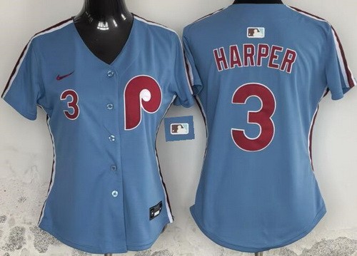 Women's Philadelphia Phillies #3 Bryce Harper Light Blue Limited Jersey