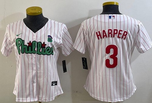 Women's Philadelphia Phillies #3 Bryce Harper White Fashion Cool Base Jersey