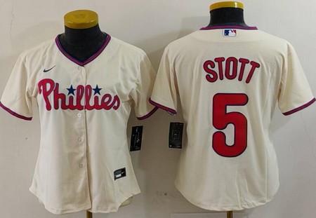 Women's Philadelphia Phillies #5 Bryson Stott Cream Cool Base Jersey