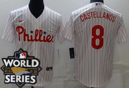 Women's Philadelphia Phillies #8 Nick Castellanos White 2022 World Series Cool Base Jersey