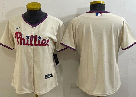 Women's Philadelphia Phillies Blank Cream Cool Base Jersey