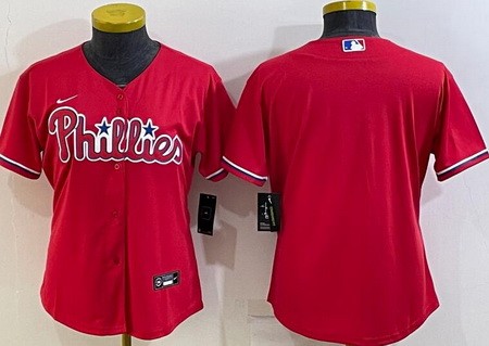 Women's Philadelphia Phillies Blank Red Cool Base Jersey