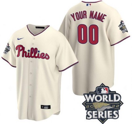 Women's Philadelphia Phillies Customized Cream 2022 World Series Cool Base Jersey