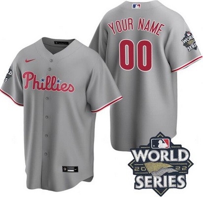 Women's Philadelphia Phillies Customized Gray 2022 World Series Cool Base Jersey