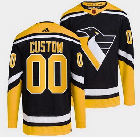 Women's Pittsburgh Penguins Customized Black 2022 Reverse Retro Authentic Jersey