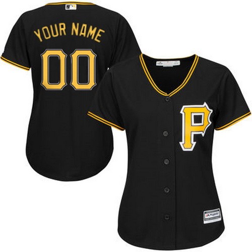 Women's Pittsburgh Pirates Customized Black Cool Base Jersey