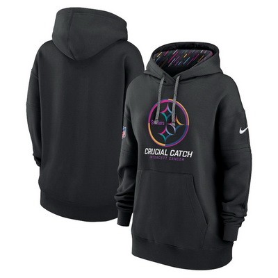 Women's Pittsburgh Steelers Black 2024 Crucial Catch Club Pullover Hoodie