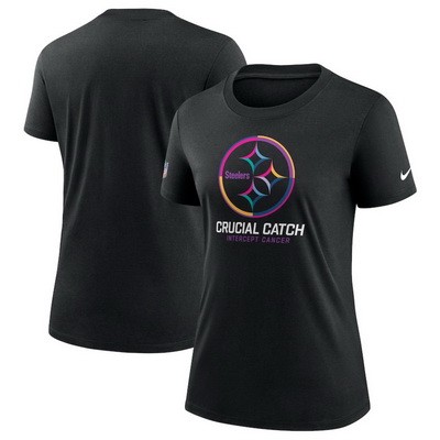 Women's Pittsburgh Steelers Black 2024 Crucial Catch T Shirt