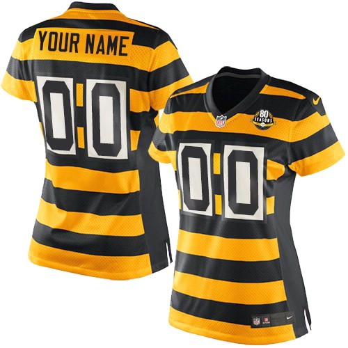 Women's Pittsburgh Steelers Customized Game Yellow Black Jersey