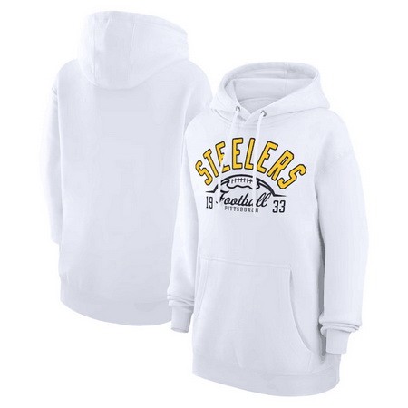 Women's Pittsburgh Steelers Starter White Half Ball Team Pullover Hoodie