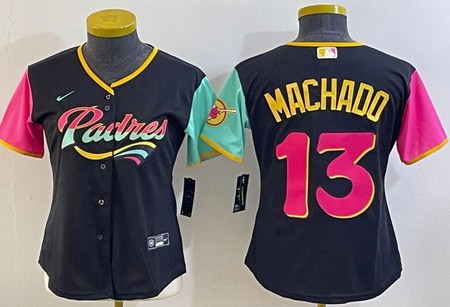 Women's San Diego Padres #13 Manny Machado Black City Cool Base Jersey