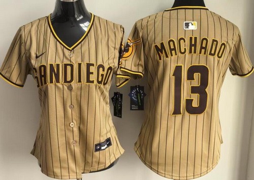 Women's San Diego Padres #13 Manny Machado Khaki Limited Jersey