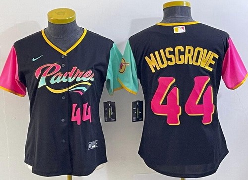 Women's San Diego Padres #44 Joe Musgrove Black Player Number 2022 City Cool Base Jersey