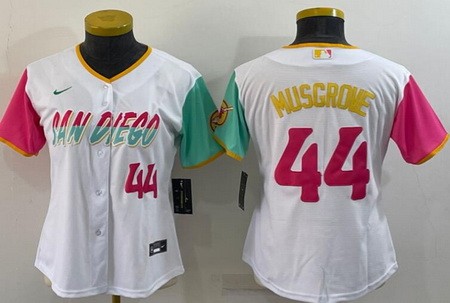 Women's San Diego Padres #44 Joe Musgrove White Player Number 2022 City Connect Cool Base Jersey