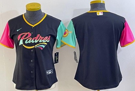 Women's San Diego Padres Blank Black City Connect Cool Base Jersey
