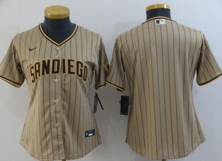 Women's San Diego Padres Blank Khaki Team Logo Cool Base Jersey