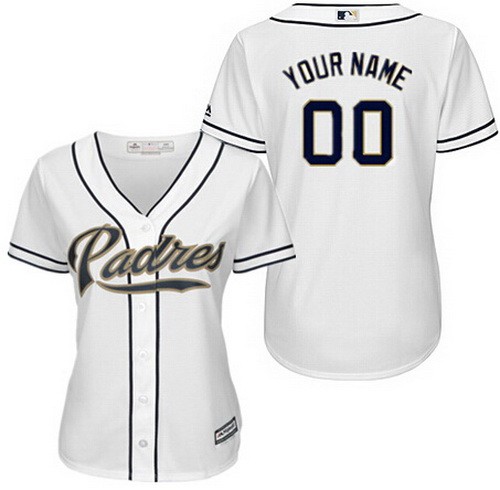 Women's San Diego Padres Customized White Cool Base Jersey