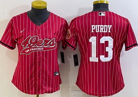 Women's San Francisco 49ers #13 Brock Purdy Limited Red Stripes Baseball Jersey
