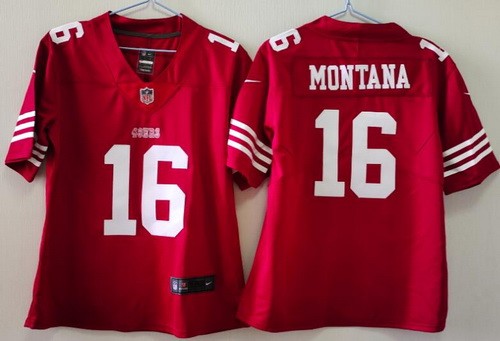 Women's San Francisco 49ers #16 Joe Montana Limited Red Vapor Jersey