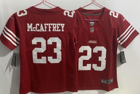 Women's San Francisco 49ers #23 Christian McCaffrey Limited Red 2022 Vapor Jersey