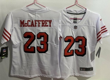 Women's San Francisco 49ers #23 Christian McCaffrey Limited White Alternate Vapor Jersey