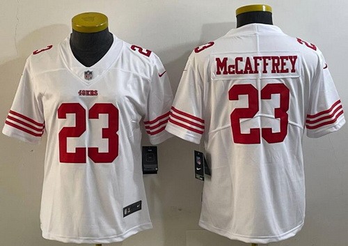 Women's San Francisco 49ers #23 Christian McCaffrey Limited White Vapor Jersey