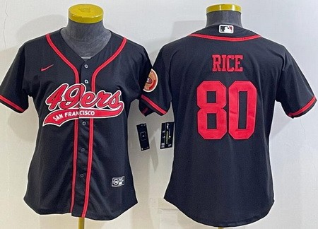 Women's San Francisco 49ers #80 Jerry Rice Limited Black Baseball Jersey