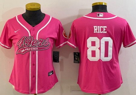 Women's San Francisco 49ers #80 Jerry Rice Limited Pink Baseball Jersey