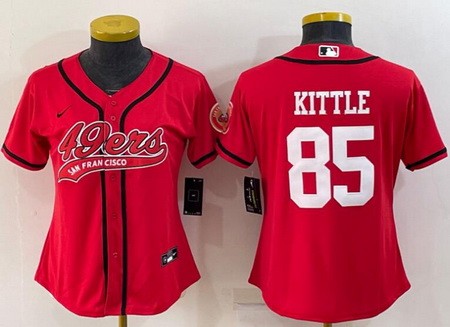 Women's San Francisco 49ers #85 George Kittle Red Baseball Jersey