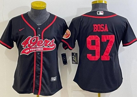 Women's San Francisco 49ers #97 Nick Bosa Limited Black Baseball Jersey