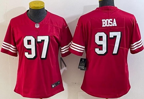 Women's San Francisco 49ers #97 Nick Bosa Limited Red Throwback Vapor Jersey