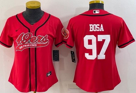 Women's San Francisco 49ers #97 Nick Bosa Red Baseball Jersey
