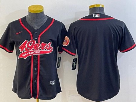 Women's San Francisco 49ers Blank Black Baseball Jersey
