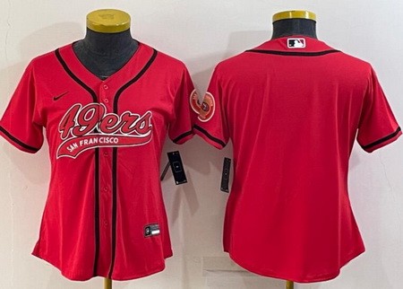 Women's San Francisco 49ers Blank Red Baseball Jersey